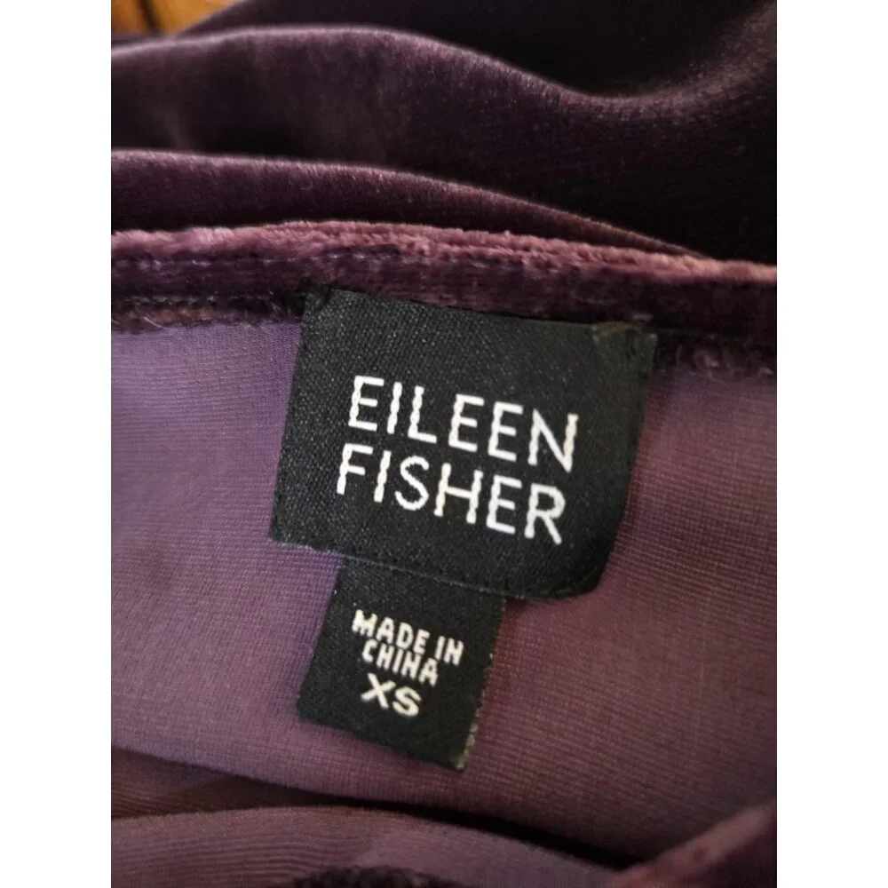 Eileen Fisher Purple Velvet Dress XS Silk Blend Whimsigoth Witchy